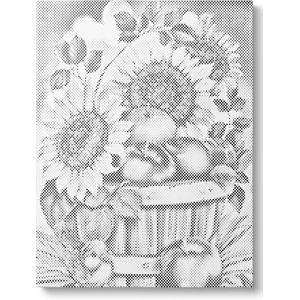 Mand met zonnebloemen | Dot painting | 40x50cm | Op frame gespannen | Diamond painting & Schilderen op nummer alternatief | Stippelschilderij | Cadeau
