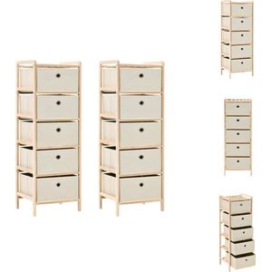 vidaXL Opslagmeubel - Opbergrek met 5 Manden - 32 x 26 x 93 cm - Beige - Kast