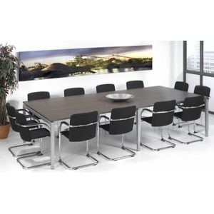 Vergadertafel 12 personen Kubus breed 320CM diep 160CM bladkleur Logan eiken framekleur Antraciet (Ral 7016)