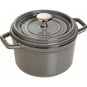 Staub Cocotte 16 cm: Lichtgrijze Ronde Geëmailleerde Gietijzeren Pan voor Alle Vuren, Inclusief Inductie