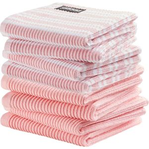 DDDDD - 8x Vaatdoek - Combiset - Set van 8 stuks - Katoen - 30x30 cm - Hanglusje - Pastel Roze