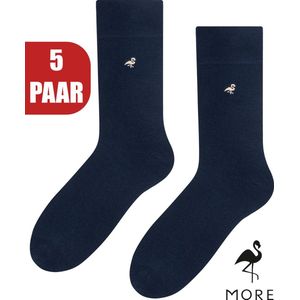 More Fashion - EU MADE Heren Sokken - 74% Katoen - Naadloos - Maat 43 44 45 46 - Multipack 5 Paar - Effen Navy Marine Blauw - Comfort Kwaliteit Duurzaamheid