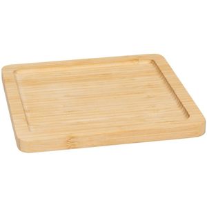 5Five Serveerplankje voor hapjes/fingerfood - 20 x 20 cm - bamboe hout - borrelplank - tapasplank