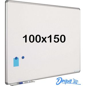 Whiteboard 100x150 cm - Emailstaal - Magnetisch - Magneetbord - Memobord - Planbord - Schoolbord - inclusief montageset