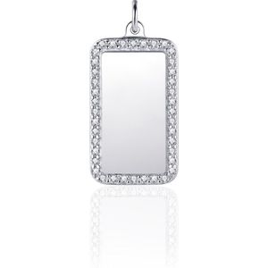 Gisser Jewels Hanger excl. Collier - Rechthoek Graveer baar - 17mm x 11mm - Gerhodineerd Zilver 925