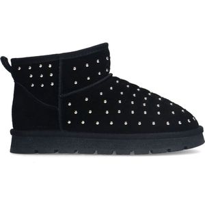 Sacha - Dames - Zwarte suède enkelboots met studs - Maat 39