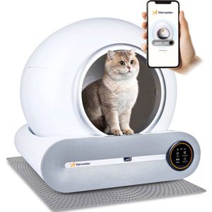 Viervoeter Kattenbak zelfreinigend – Automatische Kattenbak – Bedienen via App – incl matje en 3 rollen opvangzakjes - 65L