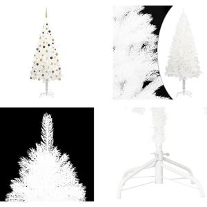 vidaXL Kunstkerstboom met LED's en kerstballen 240 cm wit - Kunstkerstboom - Kunstkerstbomen - Kerstboom - Kerstdecoratie