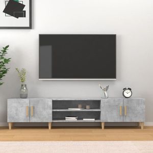The Living Store TV-Meubel - Betongrijs - 180 x 31.5 x 40 cm - Trendy - Duurzaam en Met Voldoende Opbergruimte