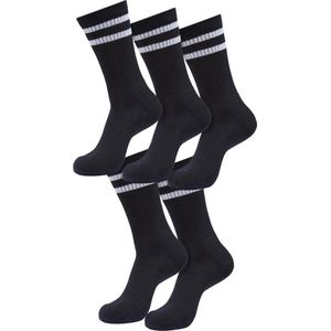 Urban Classics - Double Stripe 5-Pack Sokken - 47/50 - Zwart/Wit