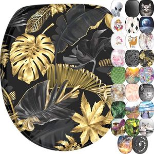 Wc-bril met softclosemechanisme, ruime keuze, hoogwaardige oppervlak, eenvoudige montage, stabiele scharnieren, (Golden Leaves)