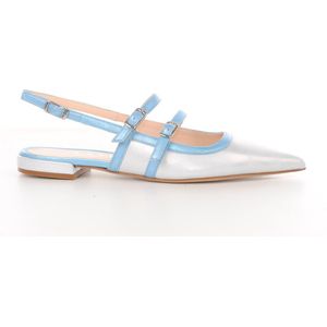 Maury slingback Memory zilver/blauw metallic leder