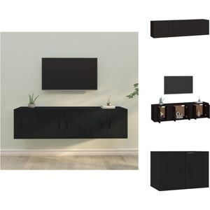 vidaXL Televisiekastenset - Klassiek ontwerp - Wandgemonteerd - Bewerkt hout - Zwart - 3 delig - Afmetingen- 57 x 34.5 x 40 cm - 40 x 34.5 x 40 cm - Kast