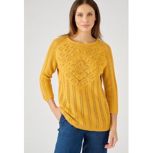 Damart - Pull in tricot met ruitjesmotief - Dames - Geel - L