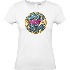 Dames T-shirt Drag Is Not A Crime | Gay pride shirt kleding | Regenboog kleuren | LGBTQ | Wit dames | maat XL