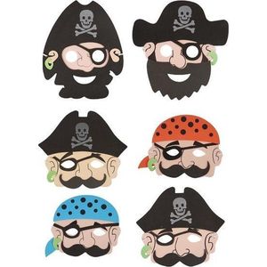 6 stuks stoere foam piraten maskers