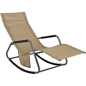 Garden Lounger - Ligstoel - Schommelstoel - Ergonomisch ontwerp, opbergvak aan de zijkant, duurzame synthetische vezels - 145 cm x 84 cm x 57 cm