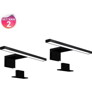 B.K.Licht - Spiegellamp - set van 2 - badkamer - IP44 - l: 30cm - zwart