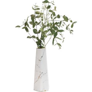 QUVIO Vaas voor droogbloemen - Vaasje - Vazen - Vaas keramiek - Landelijke bloemenvaas - Woonaccessoire voor bloemen en boeketten - Decoratieve accessoires - 9 x 9 x 25 cm (lxbxh) - Wit