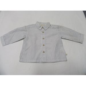 noukie's , jongens , overhemd , wit /streepje zwart/grijst , 6 maand 68
