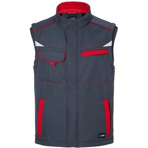 James and Nicholson Uniseks werkkleding Softshell Vest Level 2 (Koolstof Grijs/Rood)