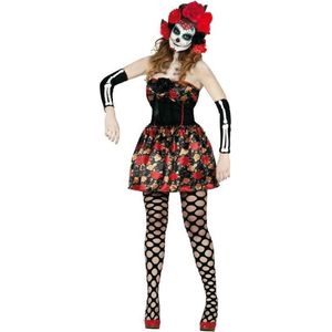 Halloween - Day of the Dead verkleed kostuum voor dames - Halloween/Horror verkleed jurkje - Dias de los Muertos sugarskull verkleedoutfit XL/XXL