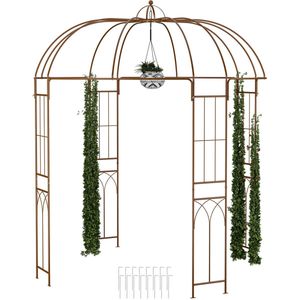rozenboog paviljoen - 269x211x211 cm - met haakje - metaal - bruin