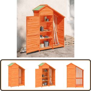 Massief Grenen Tuinschuur - 120x53,5x170 cm Bruin Tuinschuur - Houten Schuur - Gereedschapsopslag - Tuinaccessoires - Buitenshuis Opslag