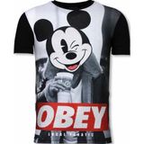 Obey Mouse - Digital Rhinestone T-shirt - Zwart