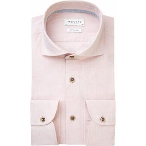 Profuomo slim fit heren overhemd - Oxford - roze - Strijkvriendelijk - Boordmaat: 43