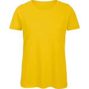 T-shirt Dames S B&C Ronde hals Korte mouw Gold 100% Katoen