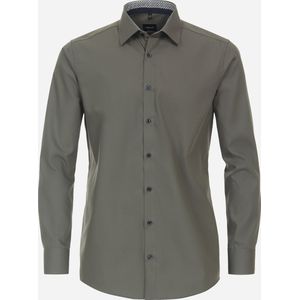 VENTI modern fit overhemd - popeline - groen - Strijkvrij - Boordmaat: 48