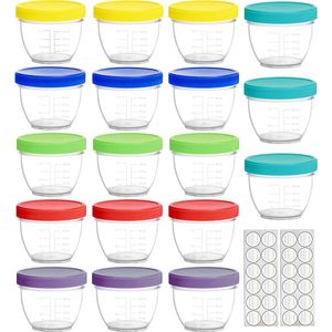Youngever 18-pack 120ML Container voor Babyvoeding, Herbruikbaar Plastic Babyvoeding Opbergdoos, 6 Kleuren (Rainbow)