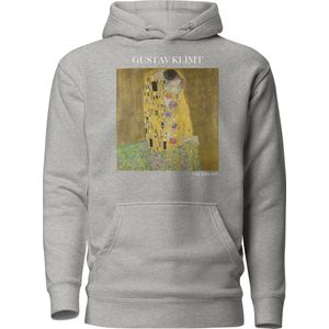 Gustav Klimt 'De Kus' (""The Kiss"") Beroemd Schilderij Hoodie | Unisex Premium Kunst Hoodie | Carbon Grey | L