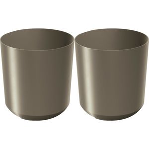 Prosperplast Plantenpot/bloempot Babylon - 2x - kunststof - buiten/binnen - titanium grijs - D29 x H29 cm