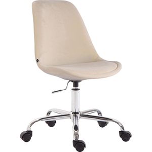 Bureaustoel - Stoel - Scandinavisch design - In hoogte verstelbaar - Fluweel - Crème - 48x54x91 cm