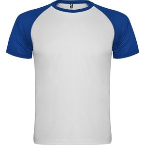Wit met kobalt blauw unisex sportshirt korte mouwen Indianapolis merk Roly maat XL
