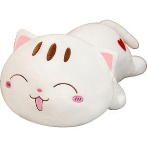 S&E Schattige Kat Knuffel – Zacht & Knuffelbaar - 24 cm - Wit