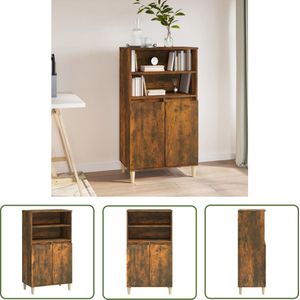 The Living Store Hoge kast 60x36x110 cm bewerkt hout gerookt eikenkleurig - Bijzetkast - Hogeschat - Kast - Opbergkast - Keukenkast