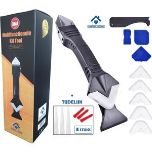Eenvoudig kit verwijderen en aanbrengen - siliconenkit verwijderaar schraper - Kitpistool hulpstuk - 3 in 1 tool - Gratis 5 + 4 afstrijkrubbers + Tijdelijk gratis kitmondjes!