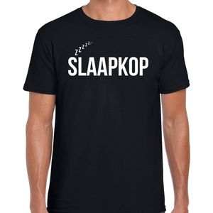 Slaapkop  fun tekst slaapshirt / pyjama shirt - zwart - heren - Grappig slaapshirt / slaap kleding t-shirt L