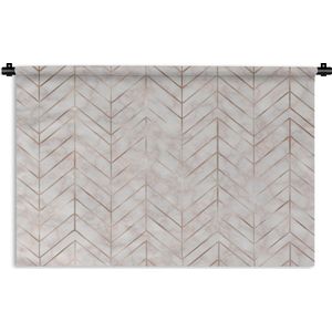 Wandkleed Luxe patroon - Luxe patroon van dunne en gouden lijnen tegen een roze marmeren achtergrond Wandkleed katoen 60x40 cm - Wandtapijt met foto