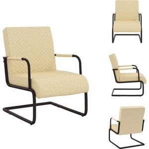 vidaXL Stoel Industrieel - 64.5 x 77 x 88.5 cm - Crème/Zwart - Kunstleer/Metaal - Fauteuil