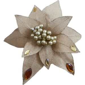 House of Seasons 4 STUKS Decoratieve clip bloem bruin D35cm