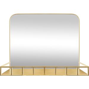 LW Collection wandspiegel met plankje goud 63x50 cm metaal - grote spiegel muur - industrieel - woonkamer gang - badkamerspiegel