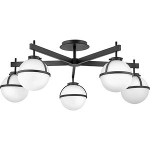 Hinkley LED Plafond Badkamerlamp Hollis | 5X E14 Max 40W | IP44 | Dimbaar | Black