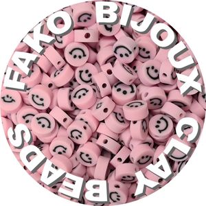 Fako Bijoux® - Klei Kralen Smiley / Emoji Roze - Polymeer Kralen - Figuurkralen - Kleikralen - 10mm - 1000 Stuks - Bulk