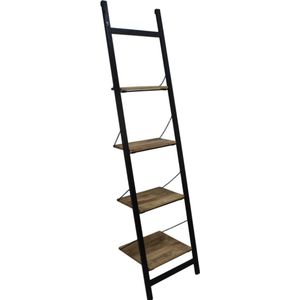 Decoratieve ladder - mangohout/ijzer - 5x48x175 - powdercoated black