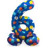 Folat - Staande folieballon Cijfer 6 Colorful Dots - 72 cm