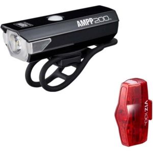 CatEye AMPP200 + VIZ100 Fietsverlichting - LED - USB - Oplaadbaar - Zwart